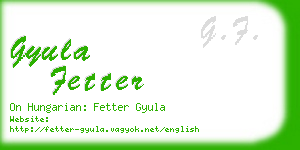 gyula fetter business card